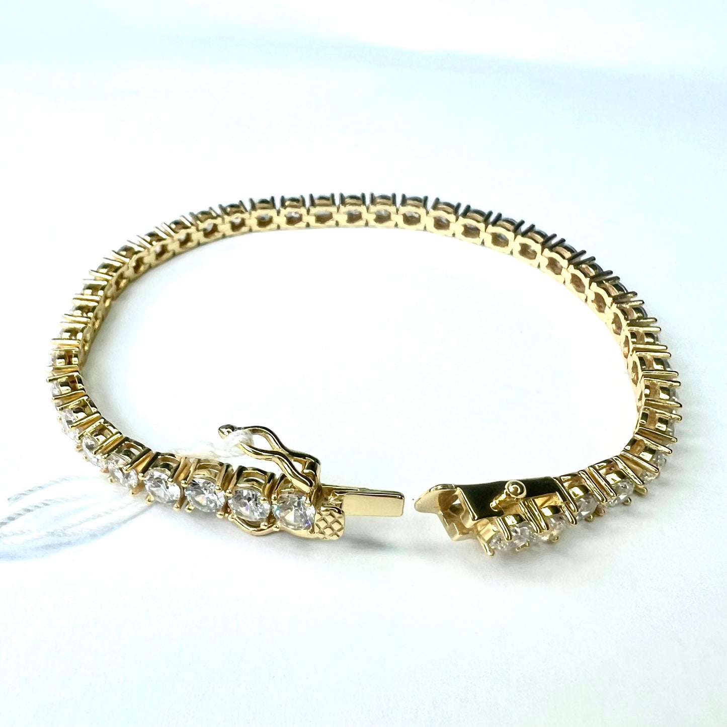 NEW Gold Tone 925 Sterling Silver Bracelet Cubic Zirconia Size 7 inches