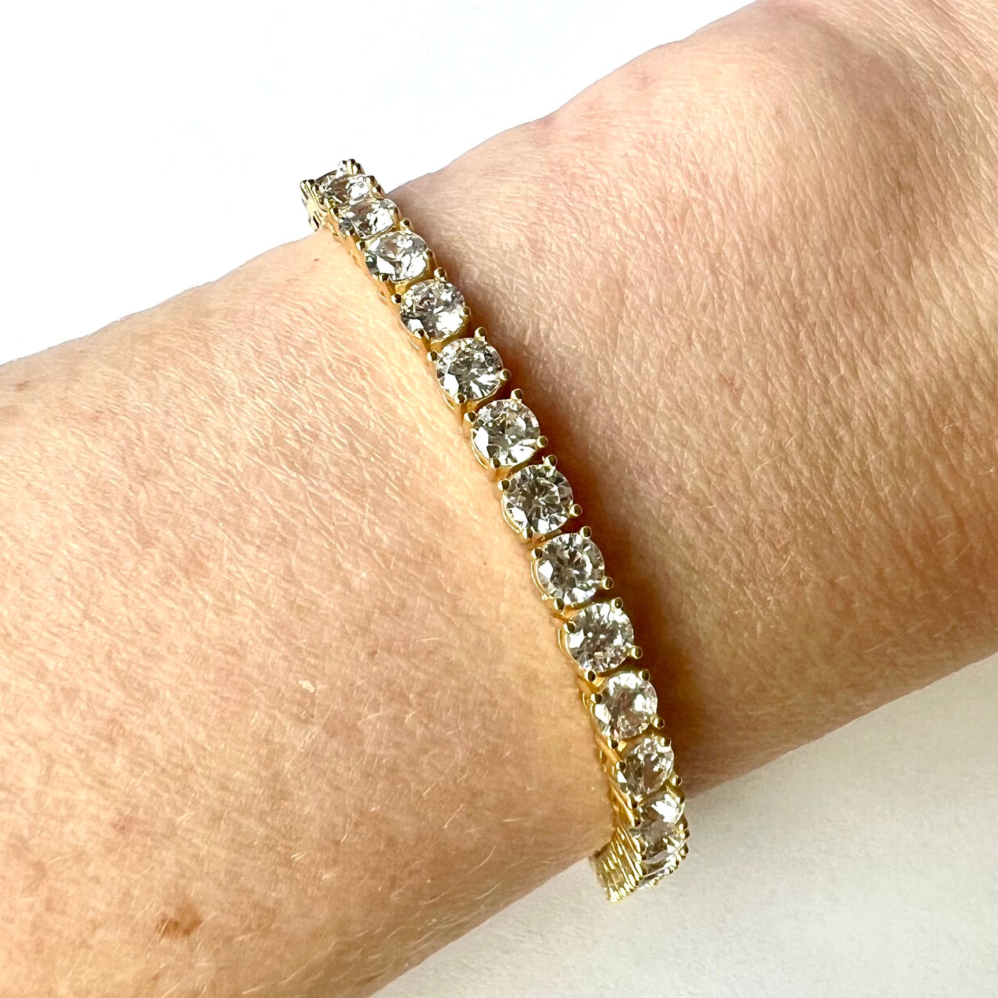 NEW Gold Tone 925 Sterling Silver Bracelet Cubic Zirconia Size 7 inches