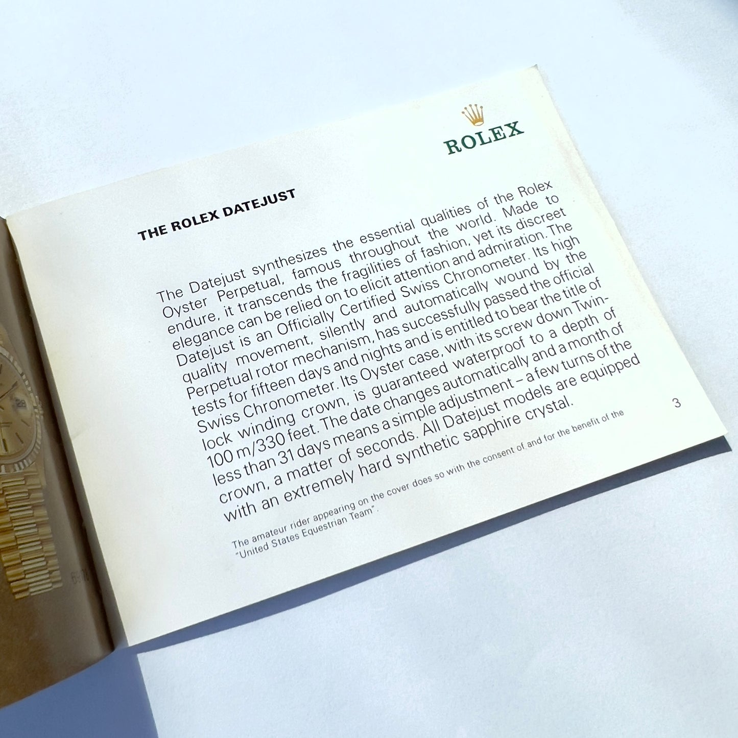 ROLEX Datejust 1994 Booklet/Pamphlet English