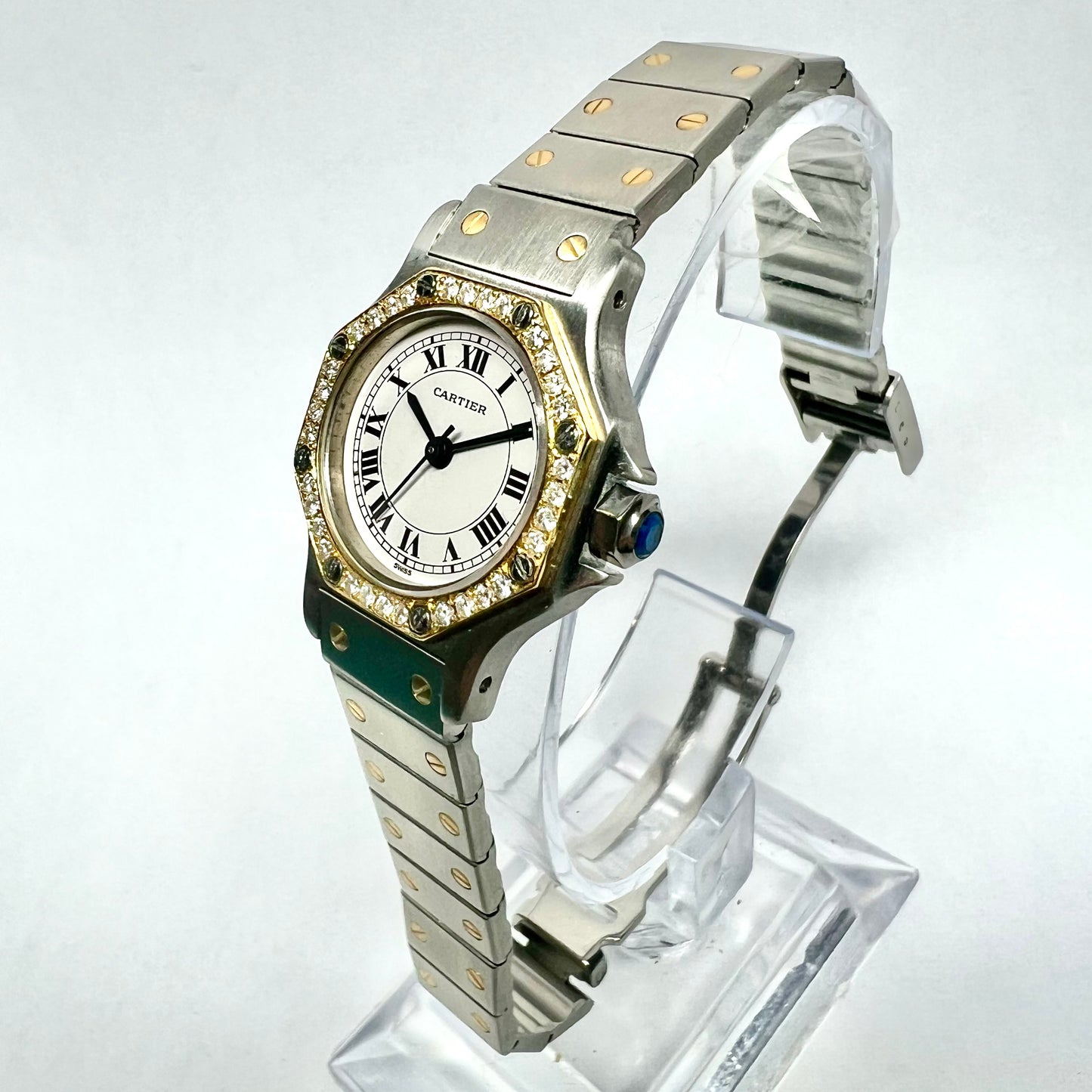 CARTIER SANTOS OCTAGON Automatic 25mm 2 Tone 0.32TCW DIAMOND Watch