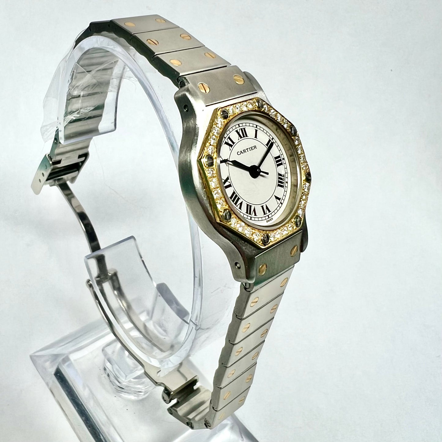 CARTIER SANTOS OCTAGON Automatic 25mm 2 Tone 0.32TCW DIAMOND Watch
