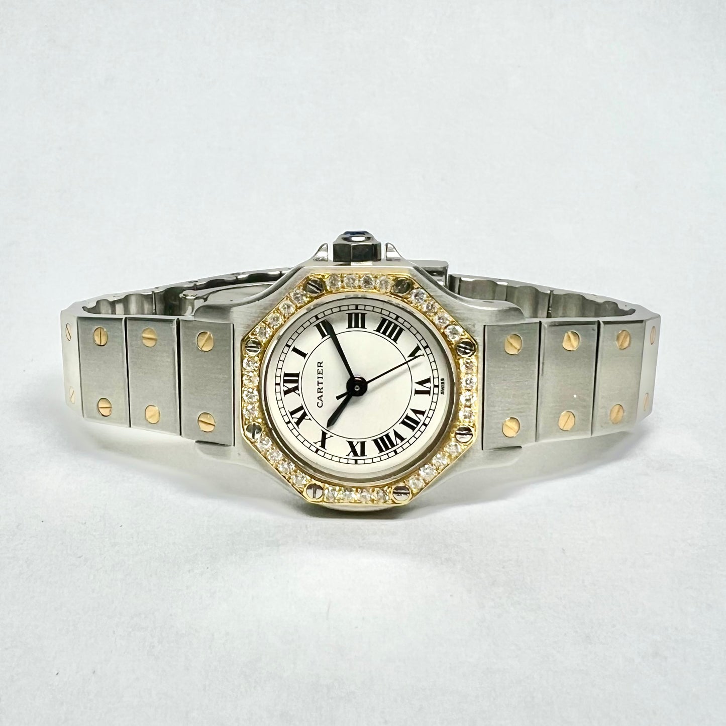CARTIER SANTOS OCTAGON Automatic 25mm 2 Tone 0.32TCW DIAMOND Watch