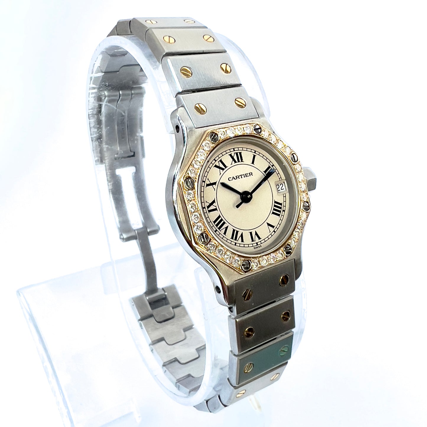 CARTIER SANTOS OCTAGON 25mm Quartz 2 Tone 0.40TCW Diamond Watch
NEW Model