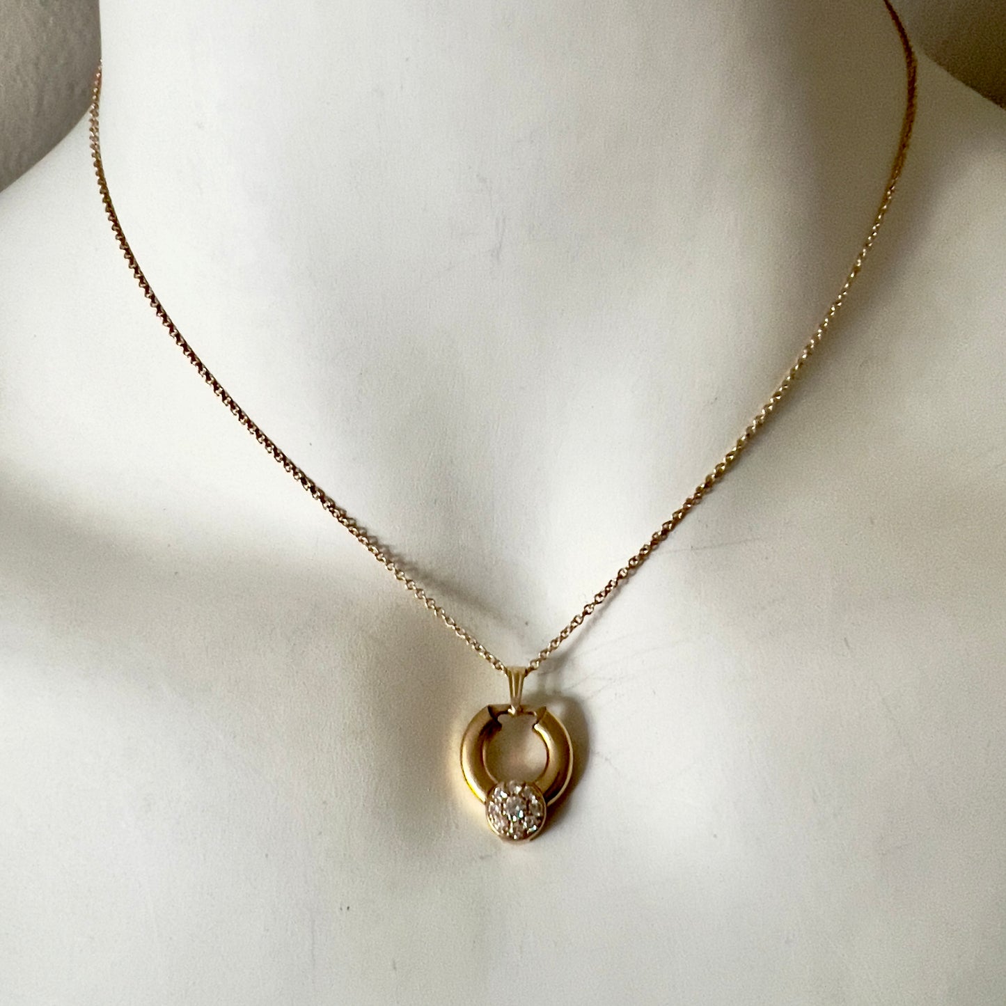 18K Yellow Gold VS Diamond Pendant/Necklace w/ 14K Yellow Gold Chain 14.5 inches long