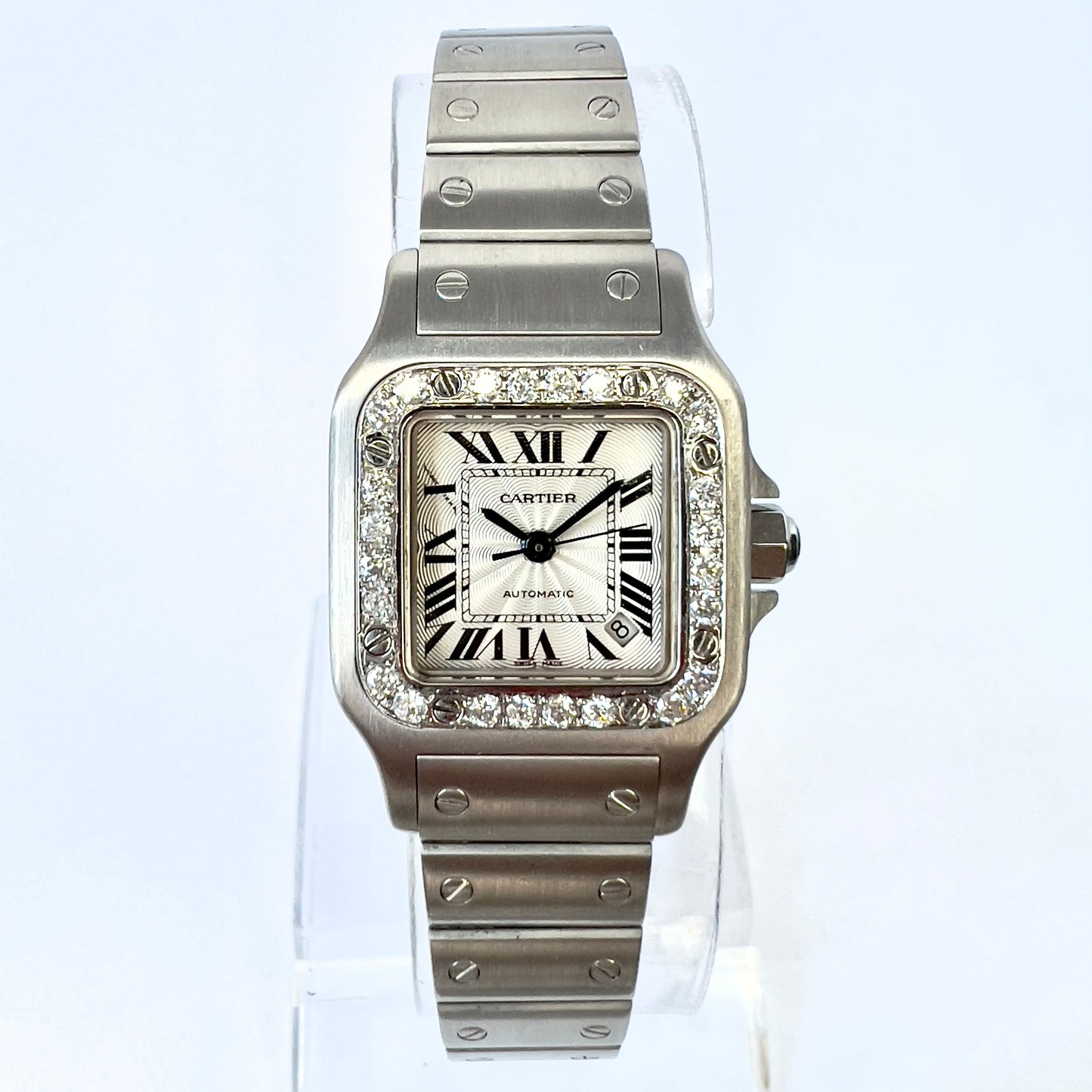 CARTIER SANTOS GALBEE 24mm Automatic Steel 0.69TCW Diamond Watch NEW Model