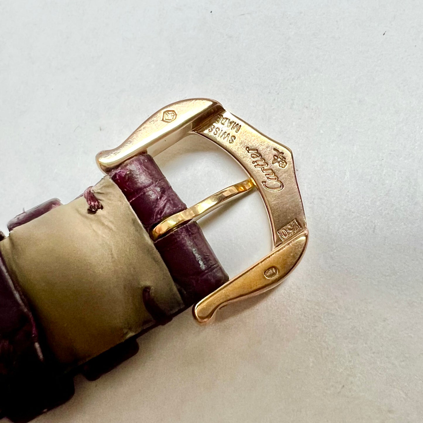 CARTIER LA DONA Quartz 22mm 18K Rose Gold Watch Burgundy Band