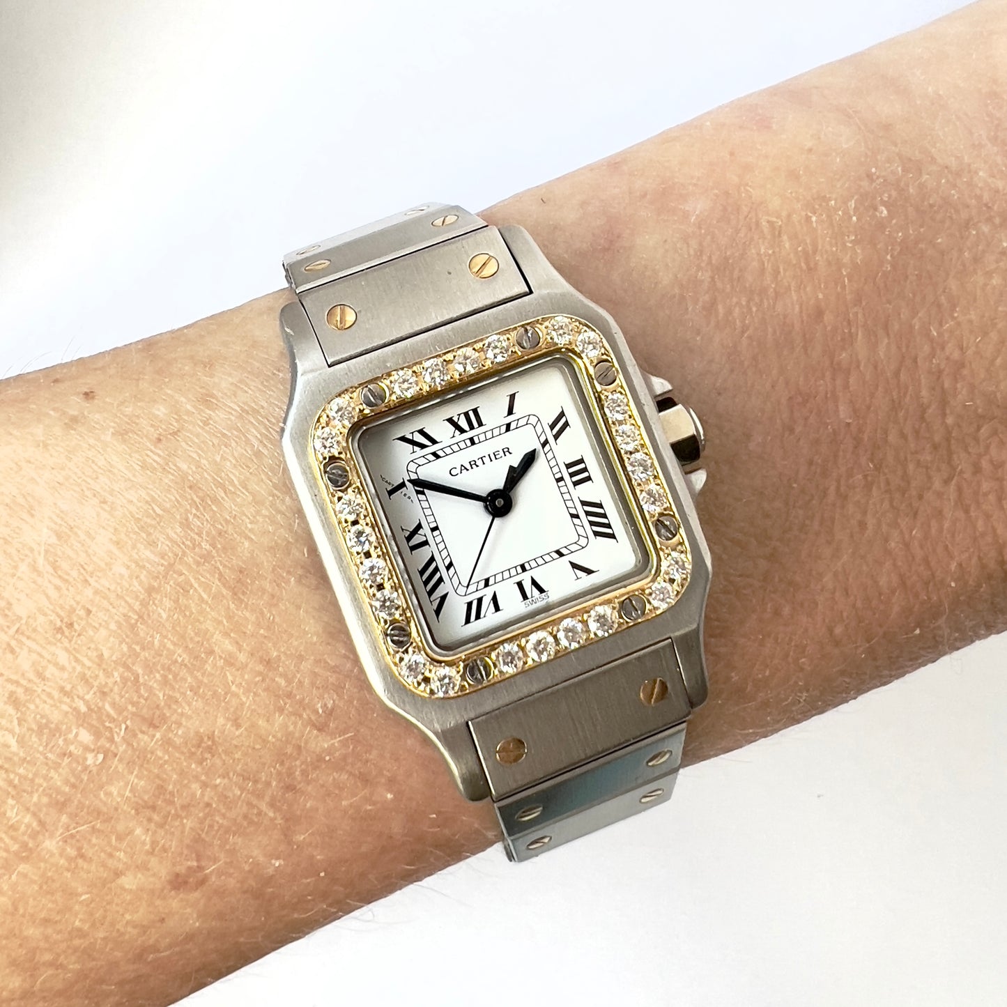 CARTIER SANTOS GALBEE 24mm Automatic 2 Tone 0.69TCW Diamond Watch