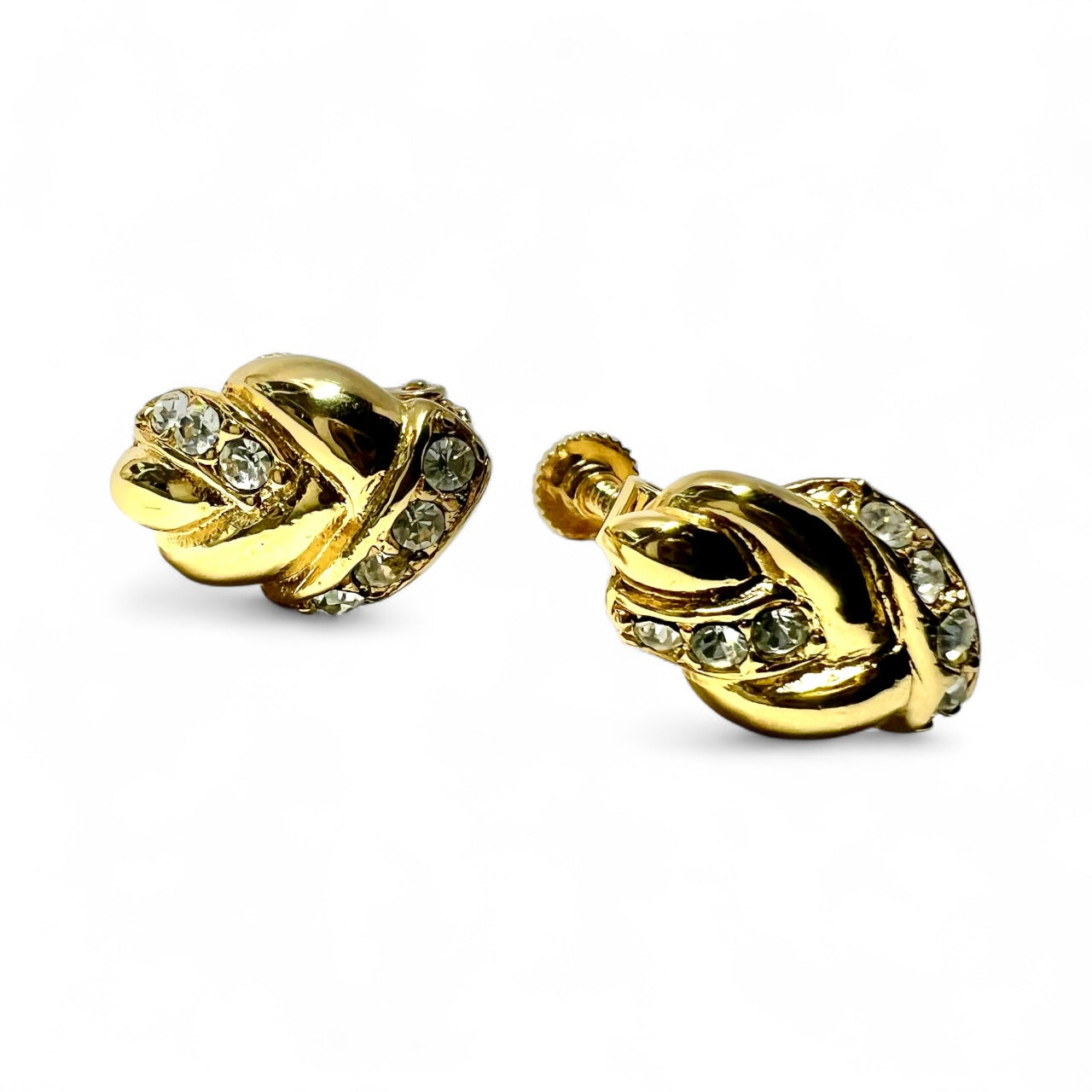 AVON Gold Tone earrings with crystal accents