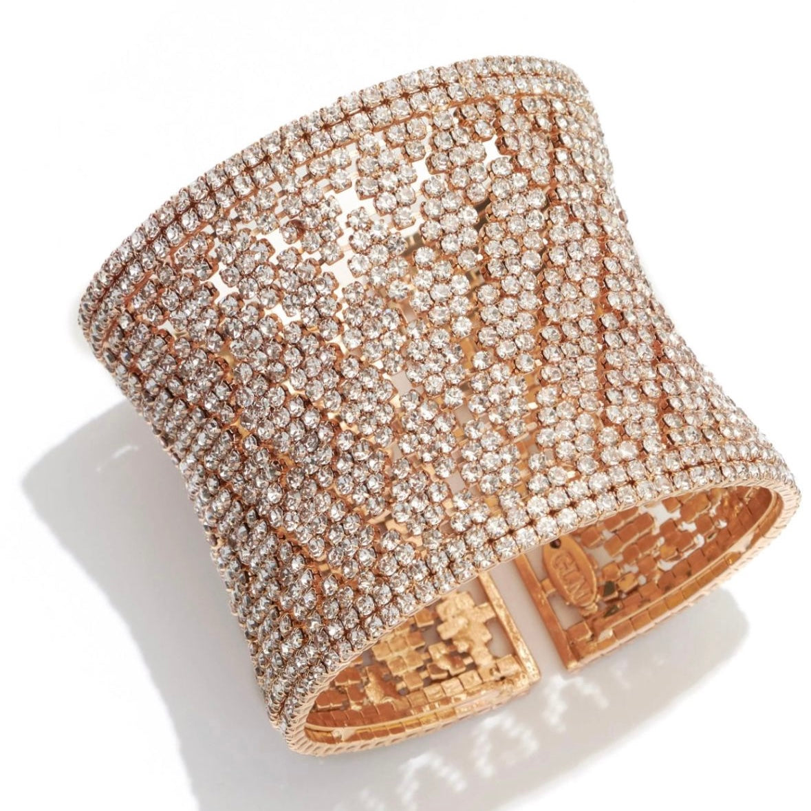 NEW Gold Tone Fashion Wide Bracelet with CZ Stones