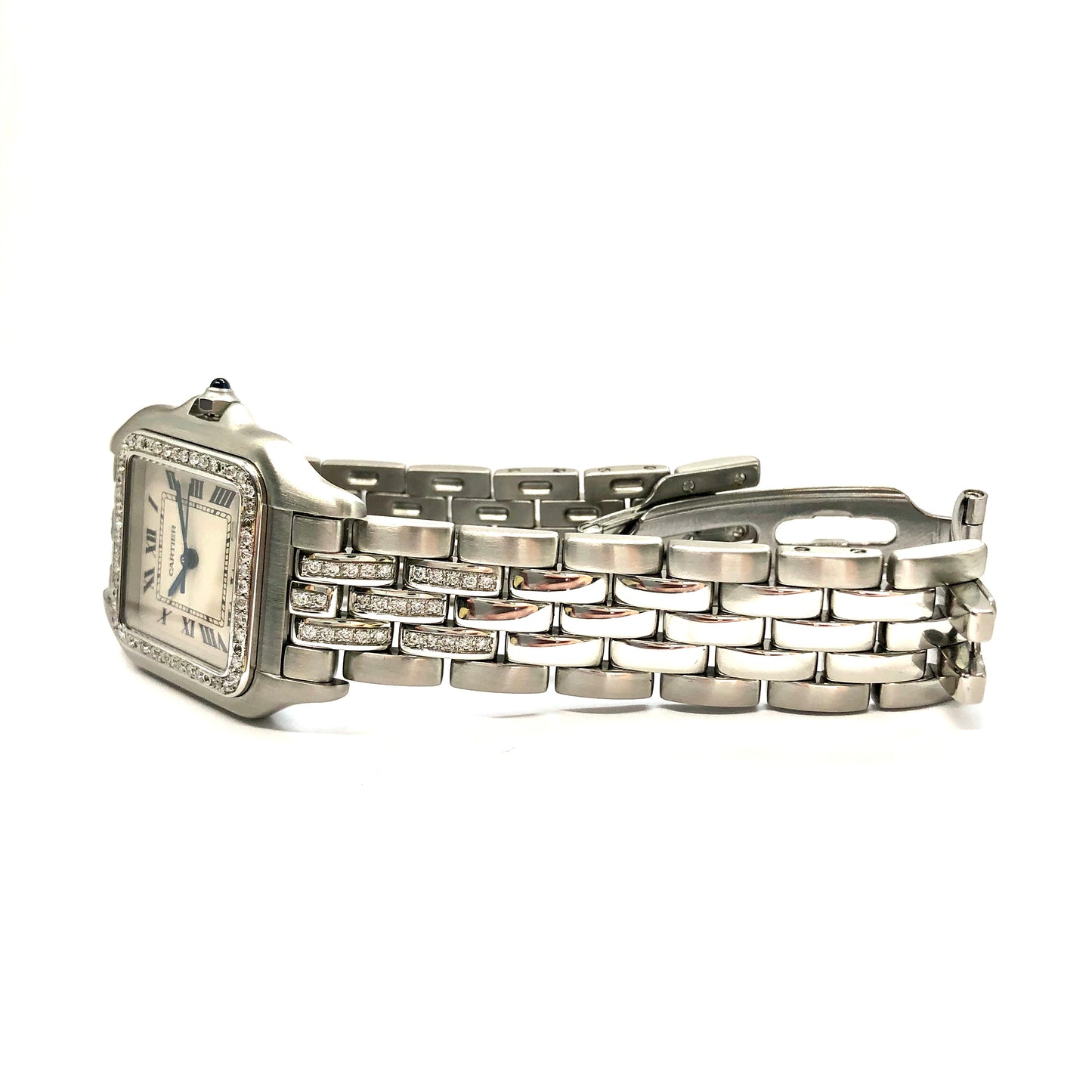 CARTIER PANTHERE Quartz 27mm Steel 1.5TCW Diamond Watch