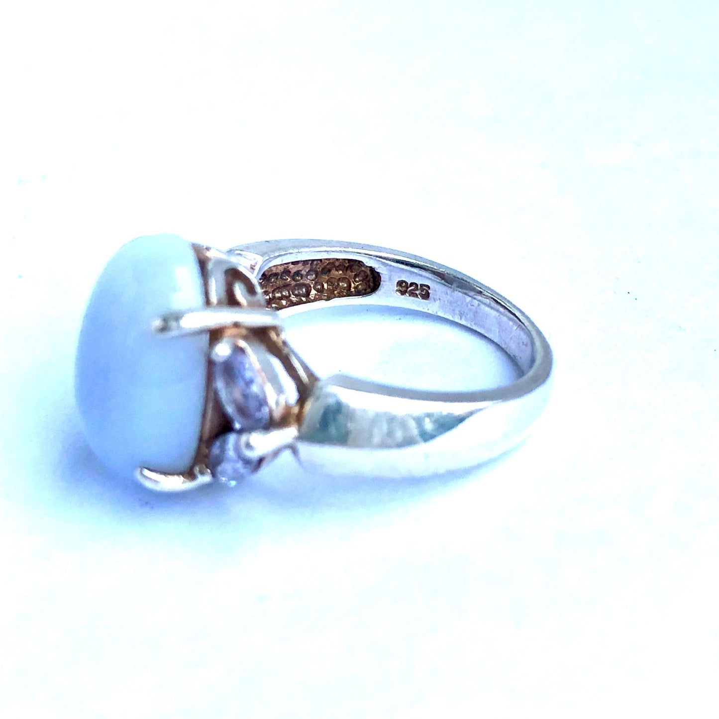 Sterling Silver Purple Gemstone & Purple Crystals Ladies RING 5.12g, Size 6.25