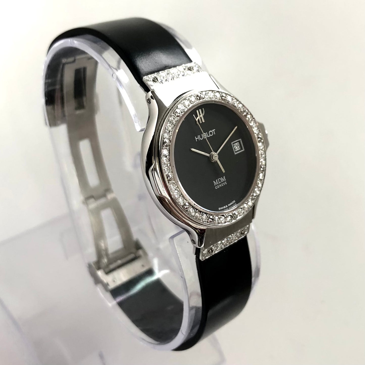 HUBLOT MDM 1390 Quartz Steel 28mm 0.48TCW DIAMOND Watch
