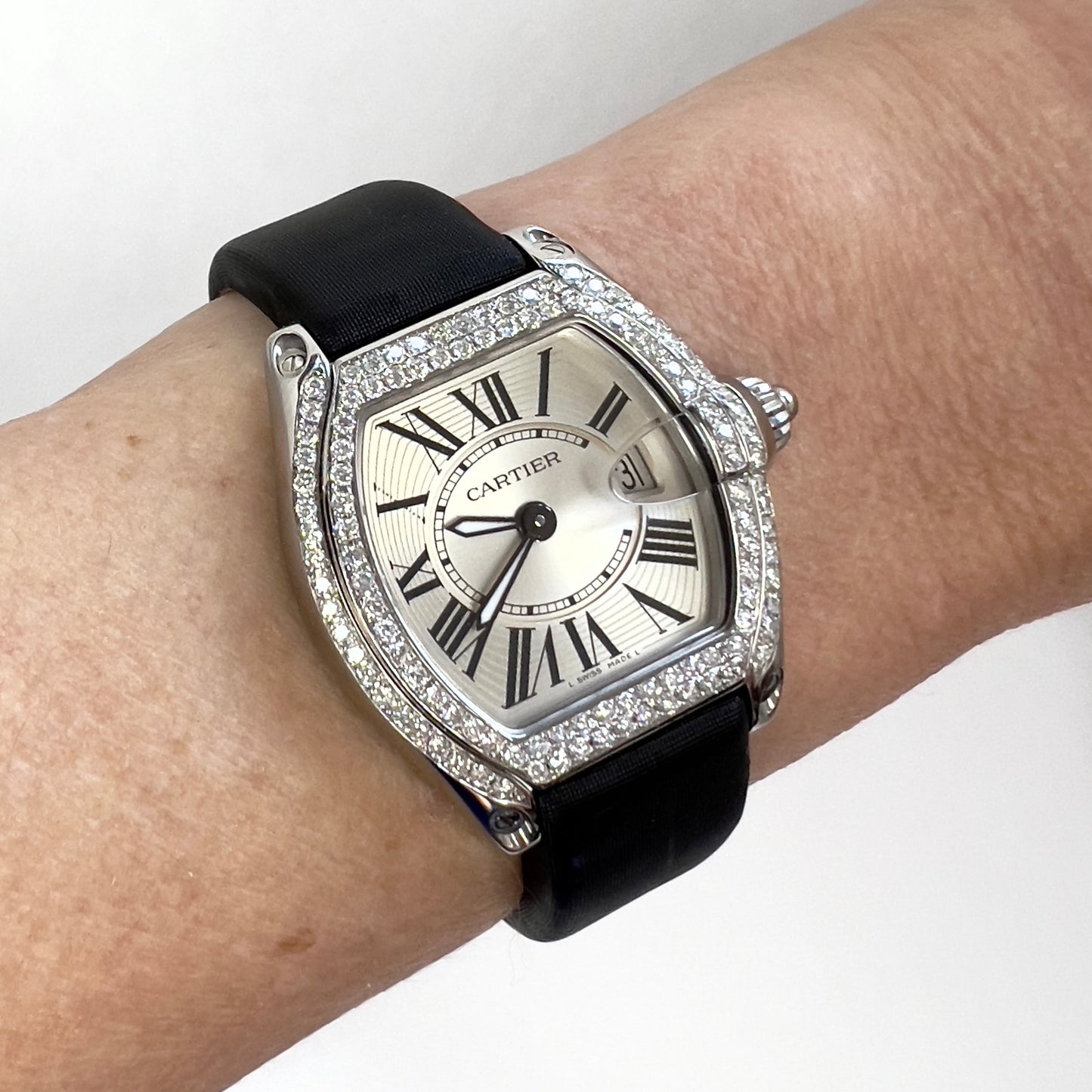 CARTIER ROADSTER Quartz Steel 31mm 1.15TCW DIAMOND Watch