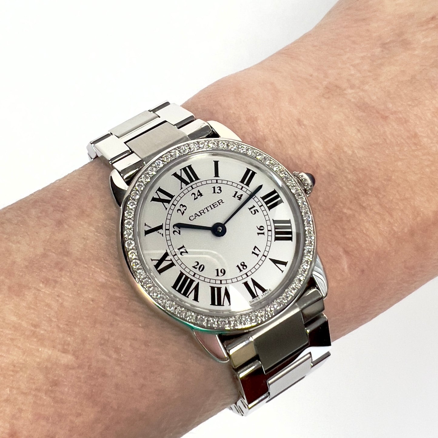 CARTIER RONDE SOLO 29mm Quartz Steel 0.45TCW DIAMOND Watch