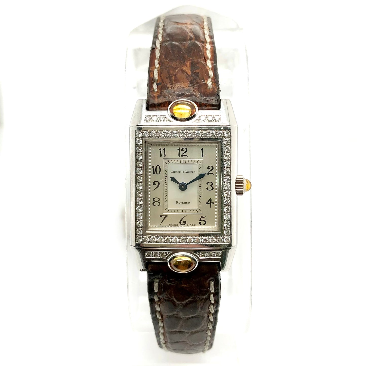Jaeger LeCoultre REVERSO Joaillerie 18K White Gold Watch Factory Diamonds