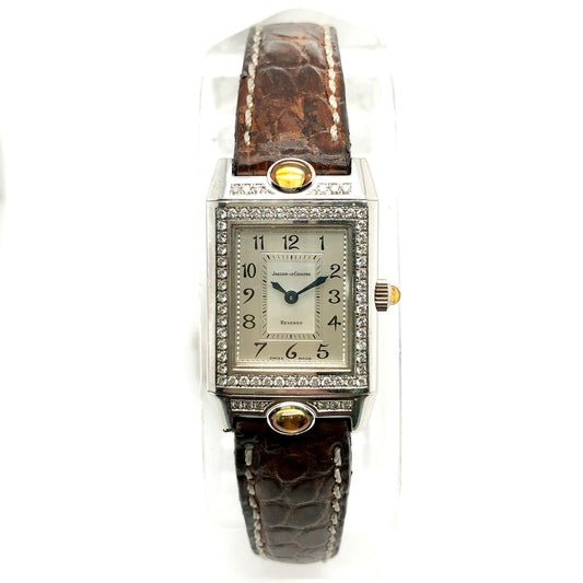 Jaeger LeCoultre REVERSO Joaillerie 18K White Gold Watch Factory Diamonds