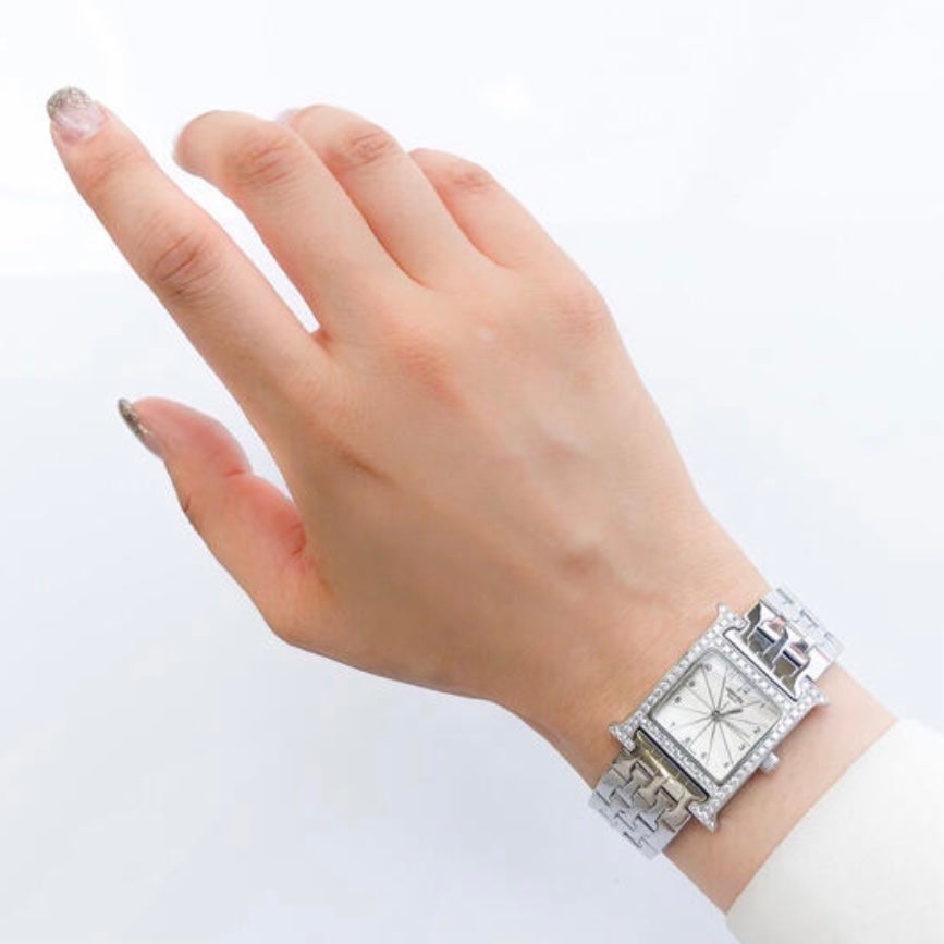 HERMÈS HEURE H Quartz 25mm Steel 0.9TCW DIAMOND Watch