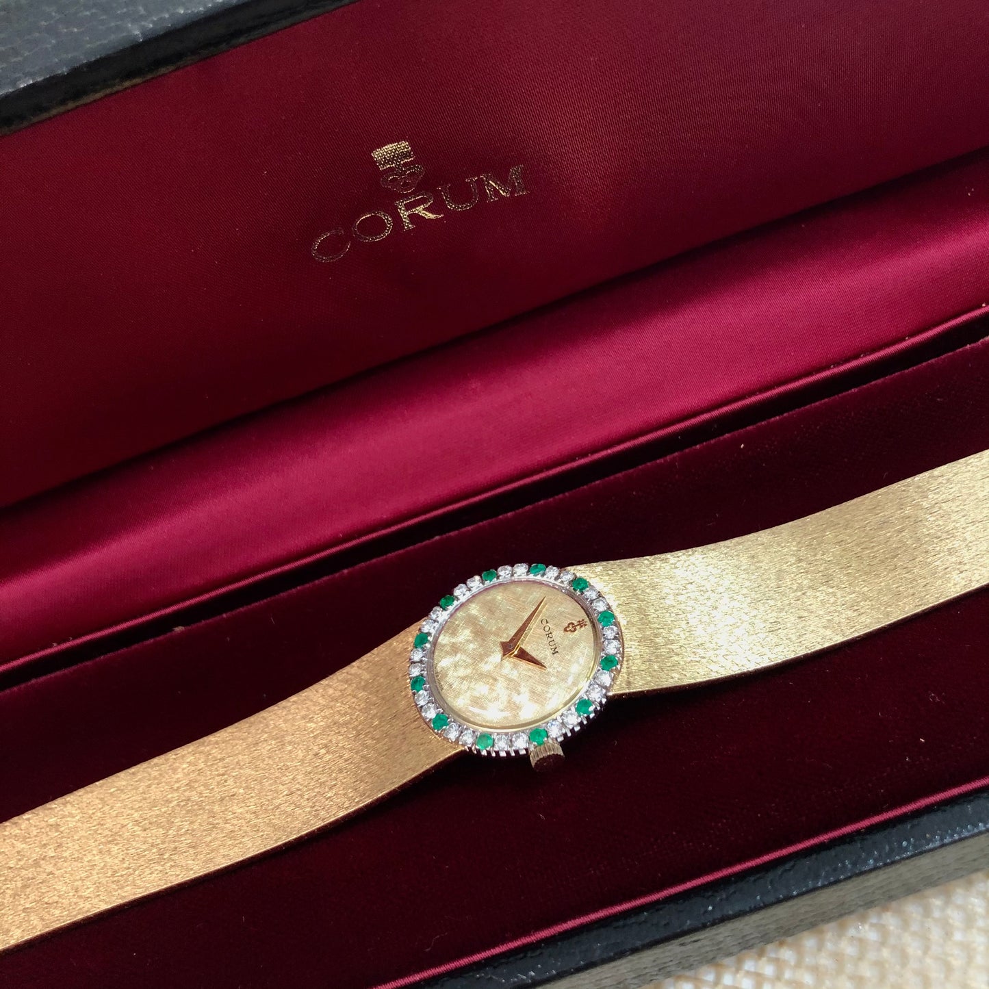 CORUM CORUM Mechanical 24mm 18K White & Yellow Gold FACTORY Diamonds & Emeralds Watch