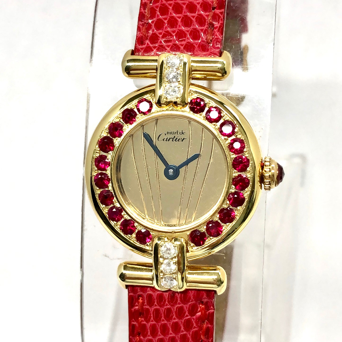 CARTIER Vermeil COLISÈE Quartz 24mm GoldPlated Silver DIAMONDS & RED RUBIES
Watch