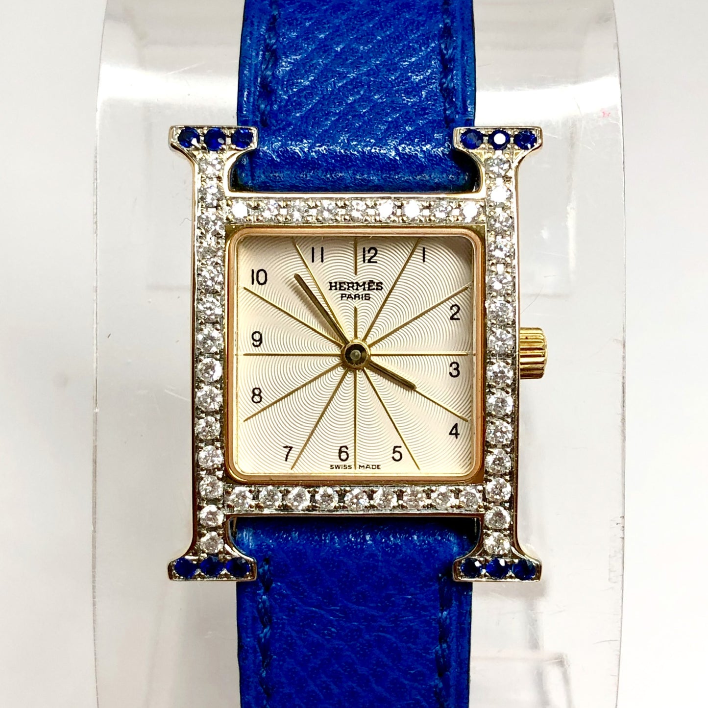 HERMÈS HEURE H Quartz 25mm 2 Tone 0.68TCW DIAMONDS 0.2TCW Sapphires Watch