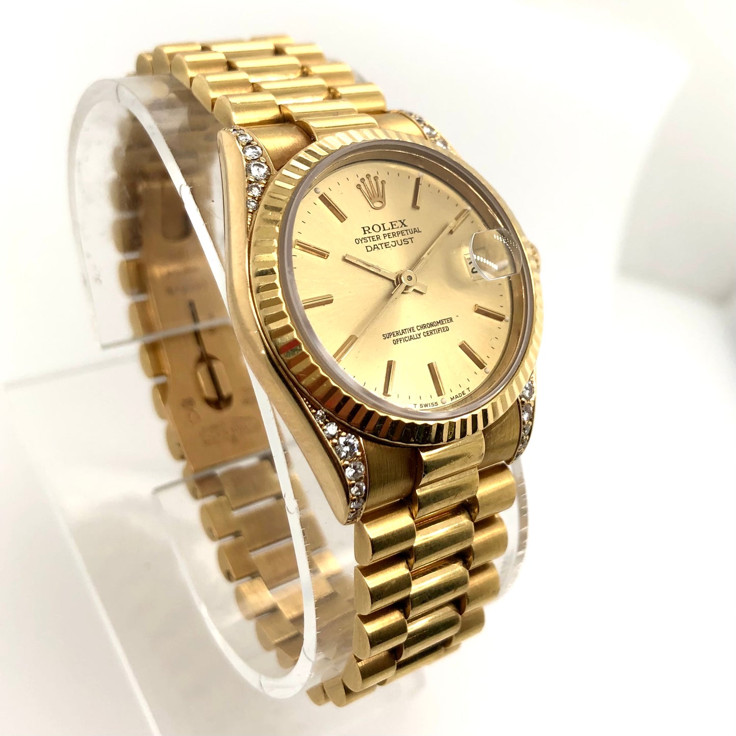 ROLEX DATEJUST PRESIDENTIAL 31mm 18K Yellow Gold Watch FACTORY DIAMONDS