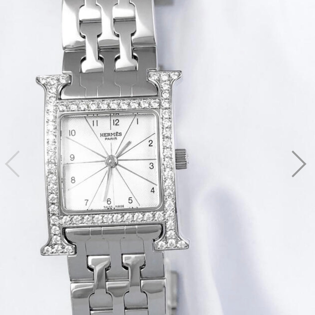 HERMÈS HEURE H Quartz 25mm Steel 0.9TCW DIAMOND Watch