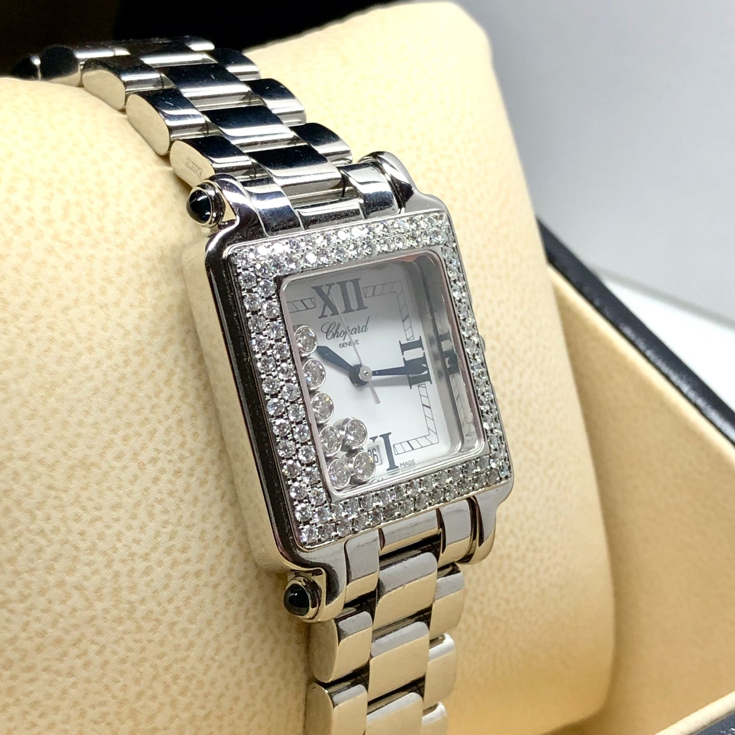 CHOPARD HAPPY SPORT Steel 27mm 7 Floating DIAMONDS ~2.5TCW Diamond Watch