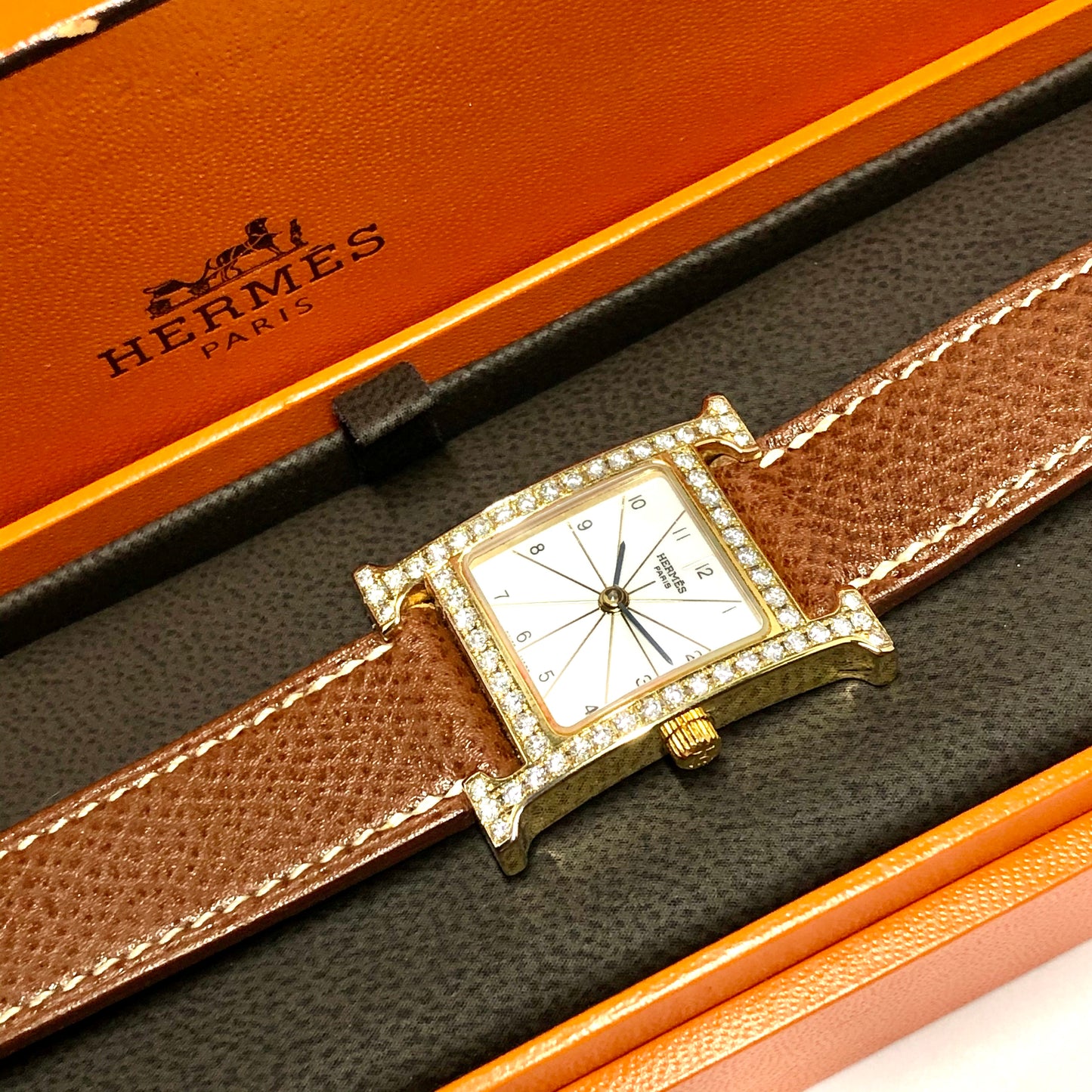 HERMÈS HEURE H Quartz 25mm Two Tone 0.91TCW DIAMOND Watch
