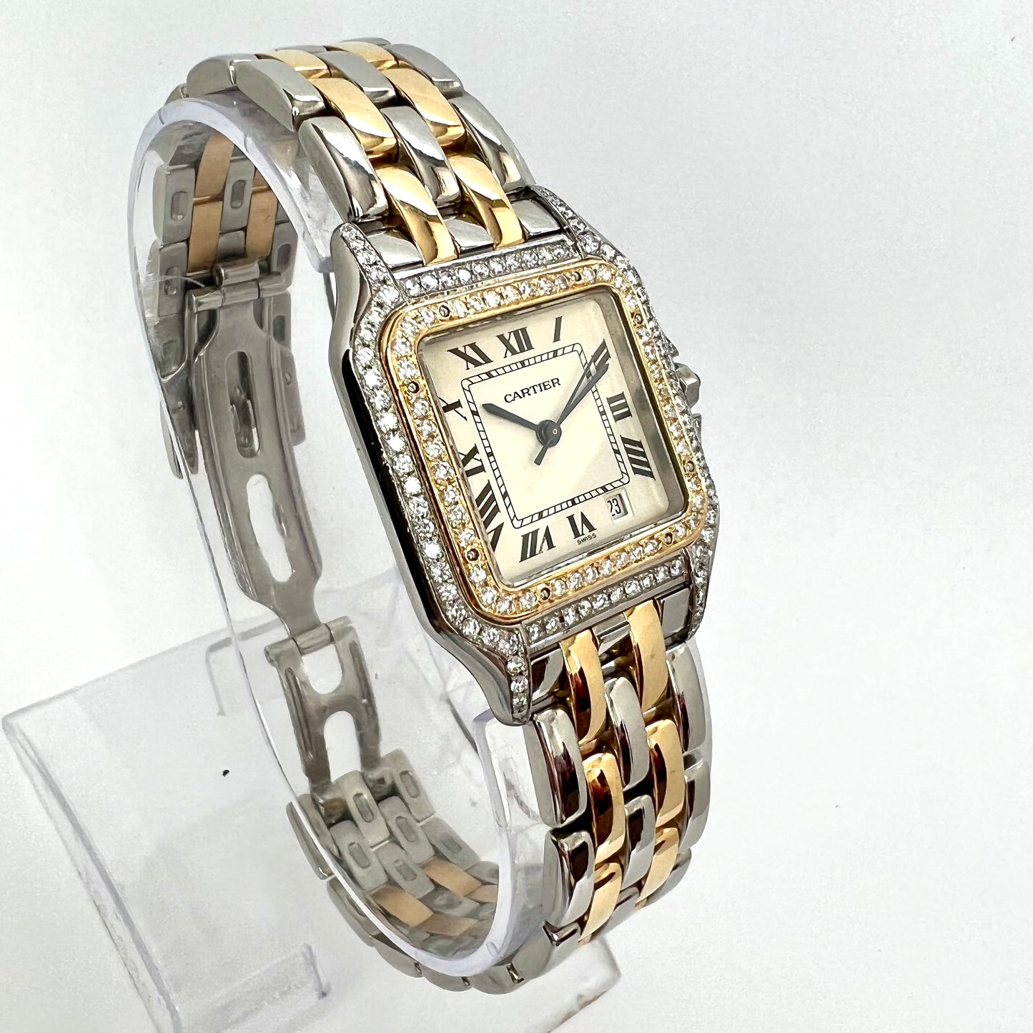 CARTIER PANTHERE Quartz 27mm 2 Row Gold 1.25TCW DIAMOND Watch