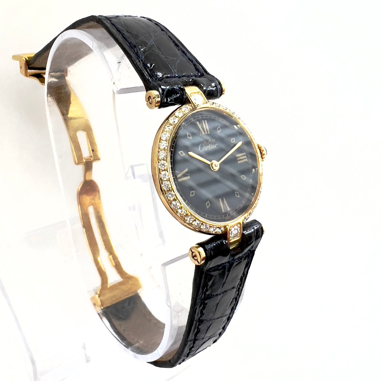MUST DE CARTIER VERMEIL 24mm Quartz GP Argent 0.68TCW Diamond Watch