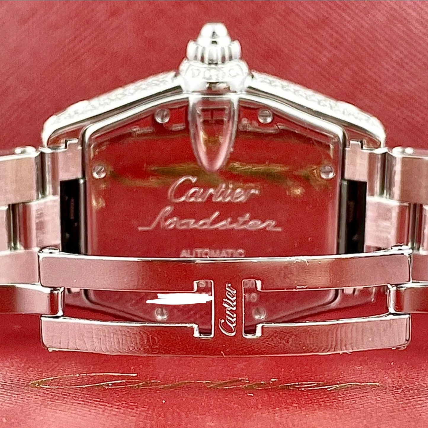 CARTIER ROADSTER 2510 Automatic 38mm Steel ~7TCW Full DIAMOND Watch