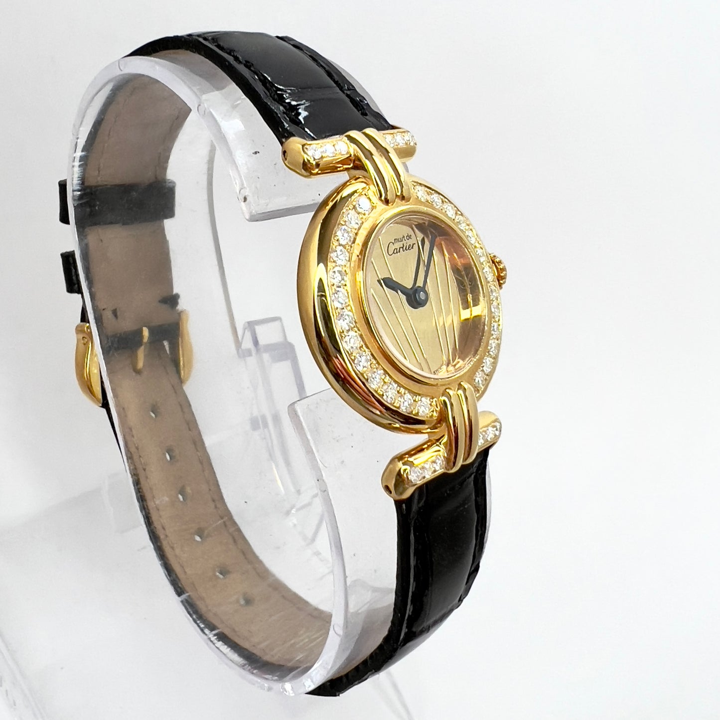 CARTIER VERMEIL COLISÈE Quartz 24mm GP Silver Diamond Watch