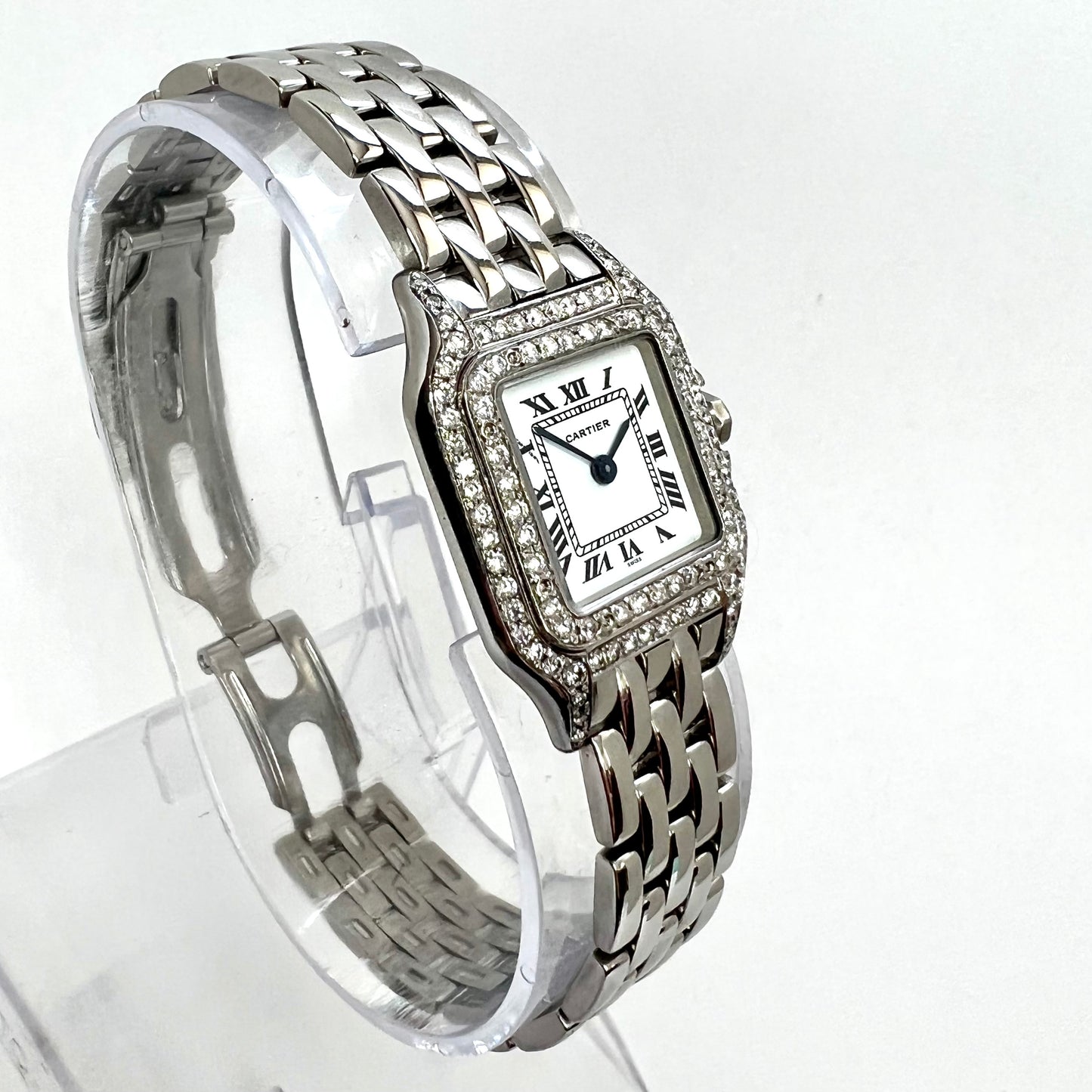 CARTIER PANTHERE Quartz 22mm Steel ~1TCW DIAMOND Watch