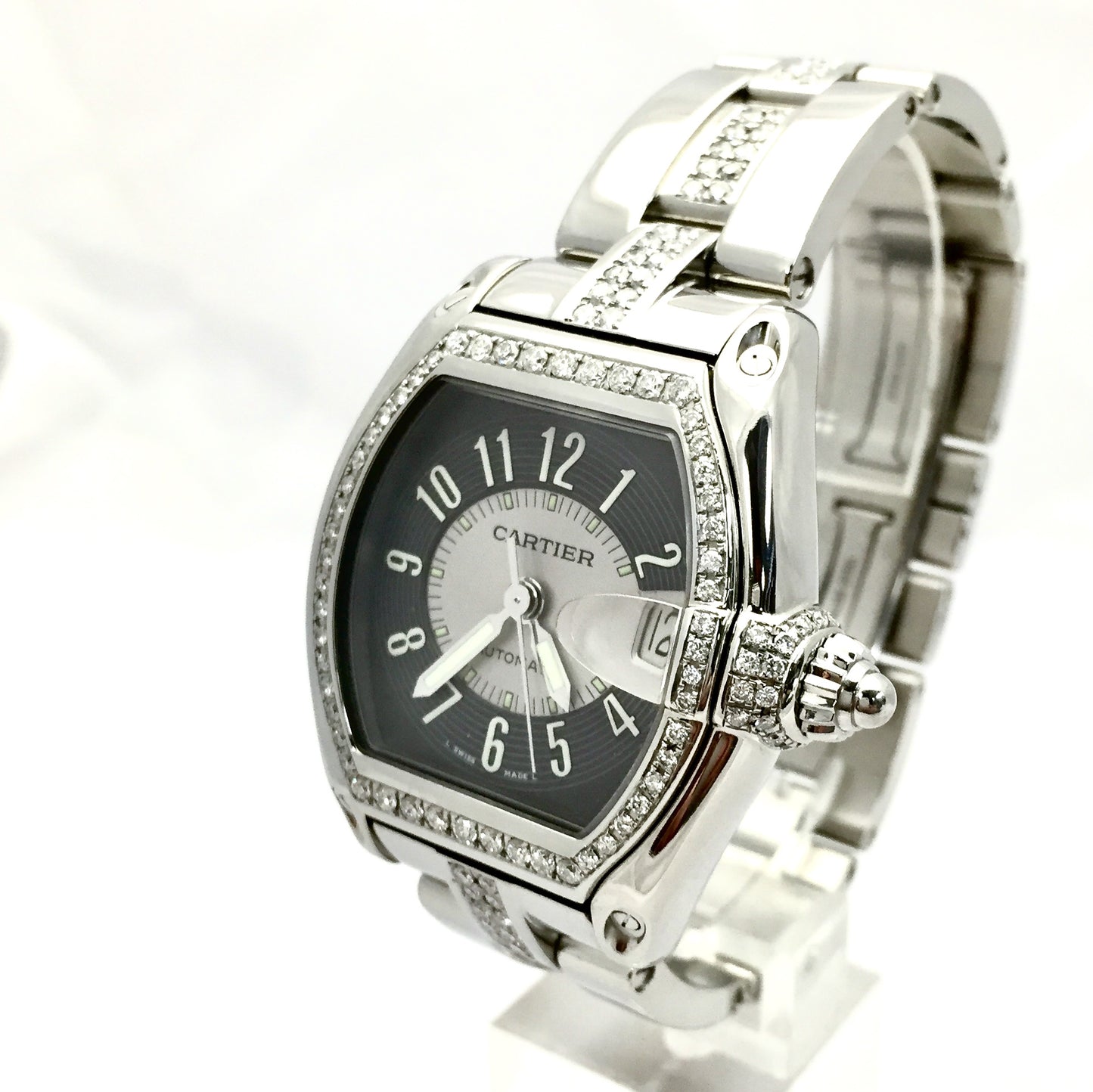 CARTIER ROADSTER 2510 Automatic 38mm Steel DIAMOND Watch