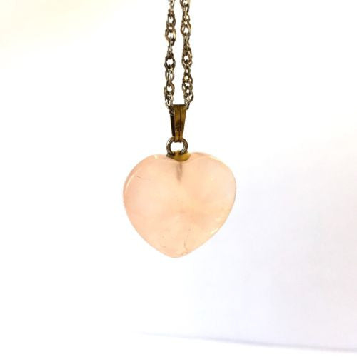 925 Sterling Silver ROSE QUARTZ LOVE PENDANT 27 Inches Long, 6g