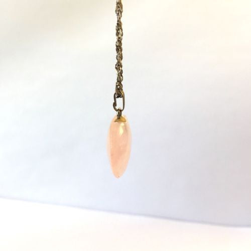 925 Sterling Silver ROSE QUARTZ LOVE PENDANT 27 Inches Long, 6g