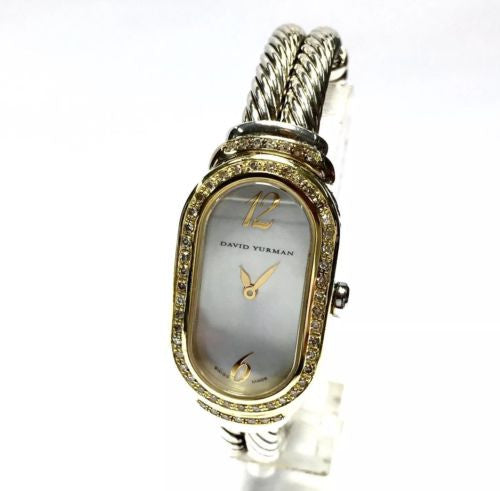 DAVID YURMAN Quartz 20mm Silver & 18K Yellow Gold DIAMOND Watch