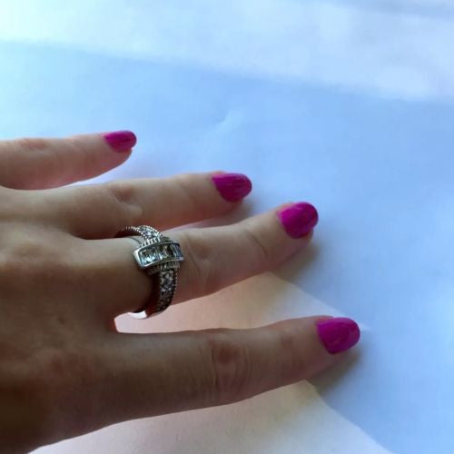 925 Sterling Silver Zircon Ring stamped 925 Size 7.5