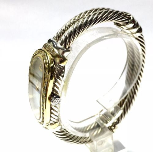 DAVID YURMAN Quartz 20mm Silver & 18K Yellow Gold DIAMOND Watch