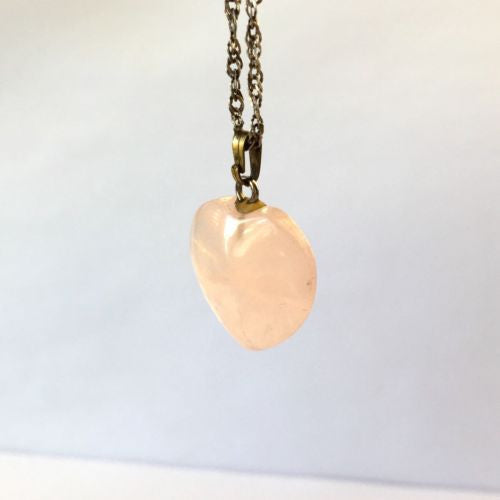 925 Sterling Silver ROSE QUARTZ LOVE PENDANT 27 Inches Long, 6g