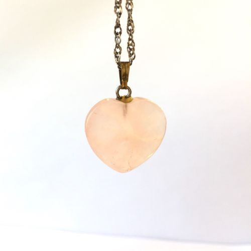 925 Sterling Silver ROSE QUARTZ LOVE PENDANT 27 Inches Long, 6g