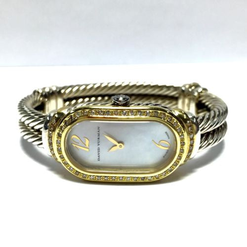 DAVID YURMAN Quartz 20mm Silver & 18K Yellow Gold DIAMOND Watch