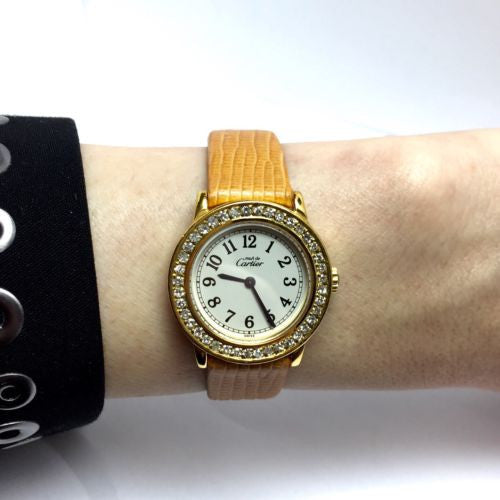 CARTIER RONDE Quartz 27mm GP Silver DIAMOND Watch