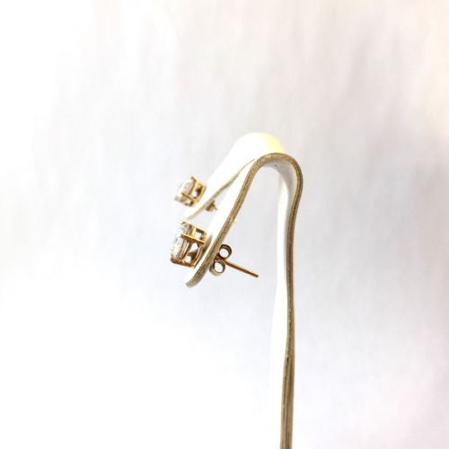 14K Yellow Gold Earrings Studs w/ Cubic Zirconia CZ
