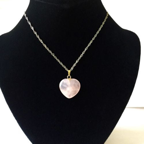Sterling Silver ROSE QUARTZ LOVE PENDANT Stamped .925, 27 Inches Long, 6g