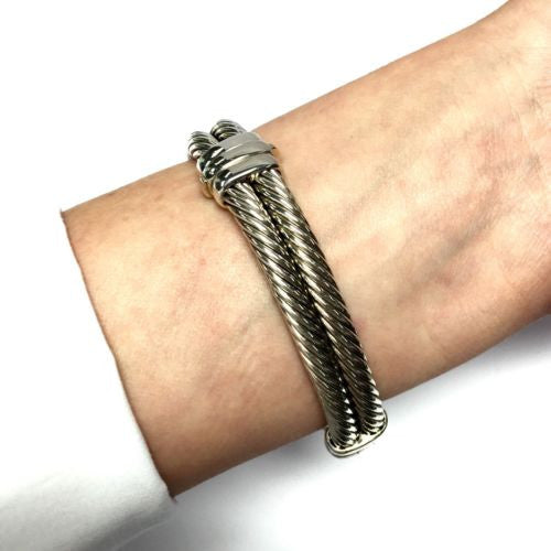 DAVID YURMAN Quartz 20mm Silver & 18K Yellow Gold DIAMOND Watch