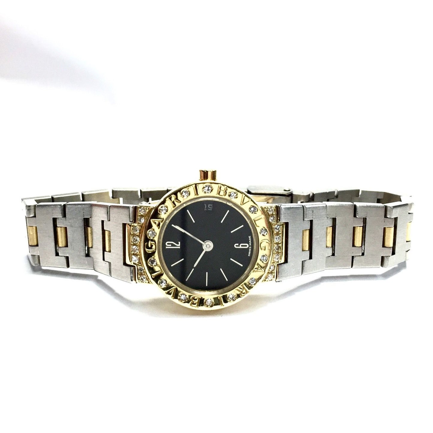 BVLGARI DIAGONO Quartz 23mm 2 Tone DIAMOND Watch