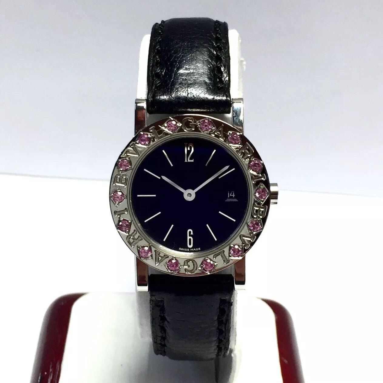 BVLGARI Quartz 33mm Steel PINK SAPPHIRES Watch