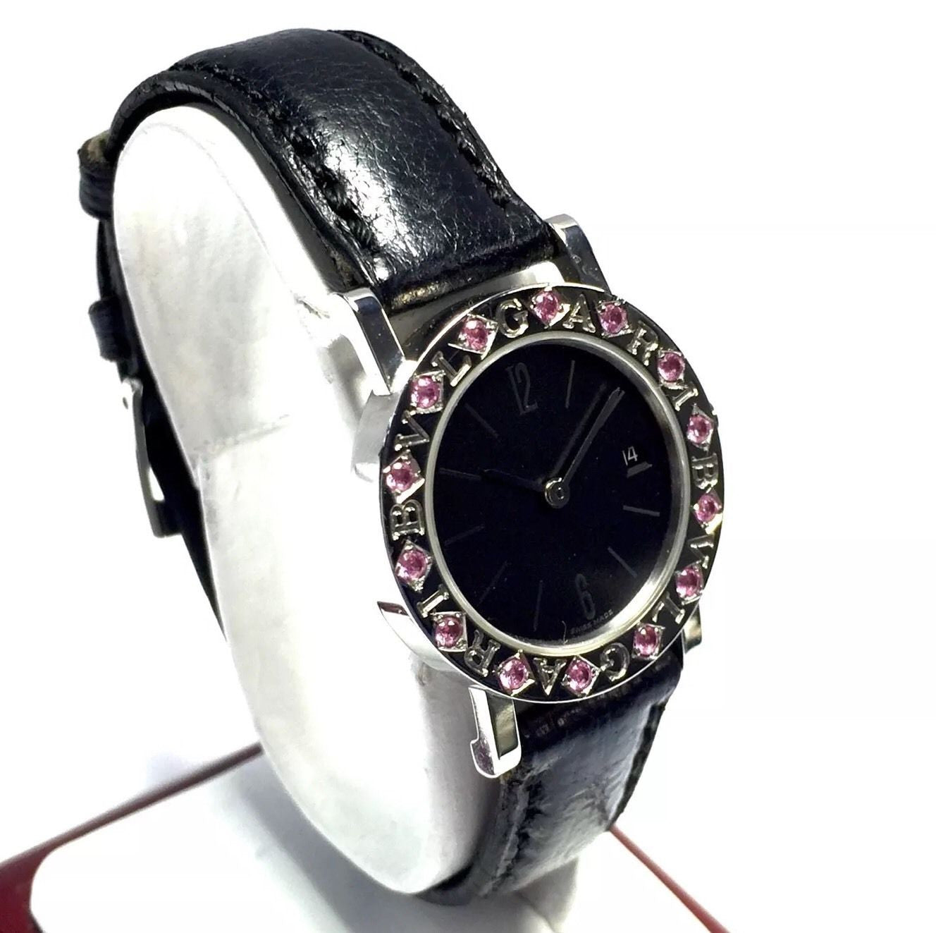 BVLGARI Quartz 33mm Steel PINK SAPPHIRES Watch