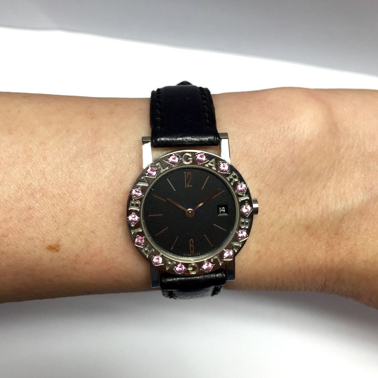 BVLGARI Quartz 33mm Steel PINK SAPPHIRES Watch